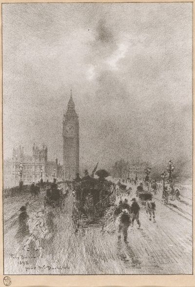 Victoria Clock Tower Londyn, 1892. autorstwa Felix Hilaire Buhot