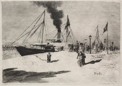 Nabrzeże w Trouville, 1877. autorstwa Felix Hilaire Buhot