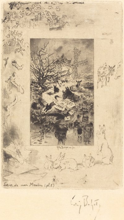 Strona tytułowa listów z mojego młyna, c. 1885. autorstwa Felix Hilaire Buhot