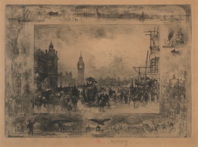 Westminster Bridge lub Westminster Tower autorstwa Felix Hilaire Buhot