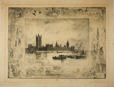 Pałac Westminsterski, Londyn autorstwa Felix Hilaire Buhot
