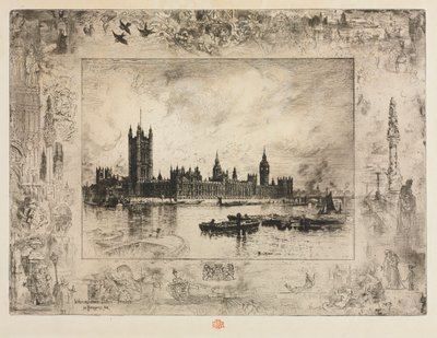 Plac Westminsterski, 1884. autorstwa Felix Hilaire Buhot