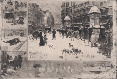 Zima w Paryżu lub Śnieg w Paryżu, 1879. autorstwa Felix Hilaire Buhot