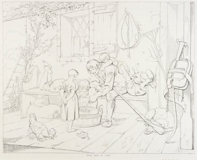 (Rip Van Winkle, ilustracja) Rip Zabawiający Dzieci autorstwa Felix Octavius Carr Darley