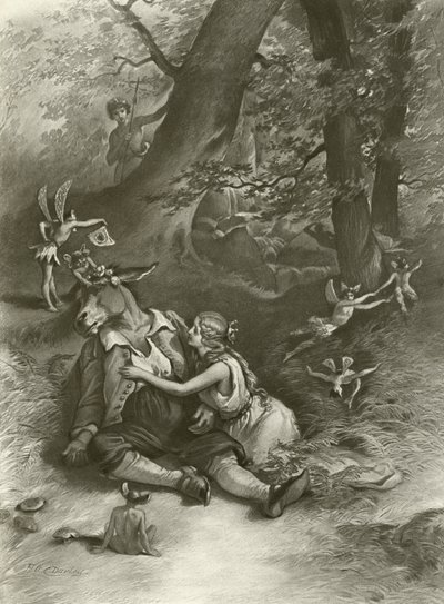 Sen nocy letniej. Akt IV, Scena I (wklęsłodruk) autorstwa Felix Octavius Carr Darley