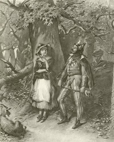 Jak wam się podoba. Akt III, Scena III (wklęsłodruk) autorstwa Felix Octavius Carr Darley