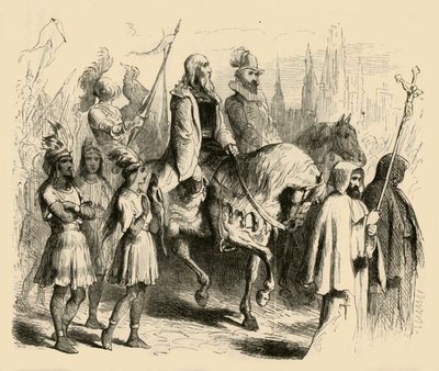 Kolumb i jego pociąg wjeżdżający do Barcelony, 1877. autorstwa Felix Octavius Carr Darley