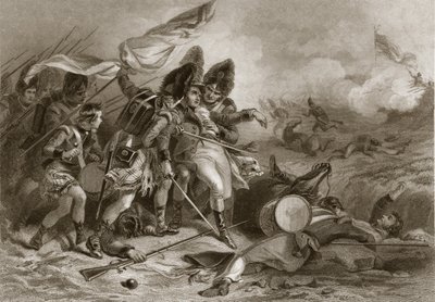 Śmierć Pakenhama w bitwie o Nowy Orlean, wyd. 1860 autorstwa Felix Octavius Carr Darley