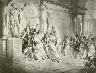 Juliusz Cezar. Akt III-Scena I (grawiura) autorstwa Felix Octavius Carr Darley