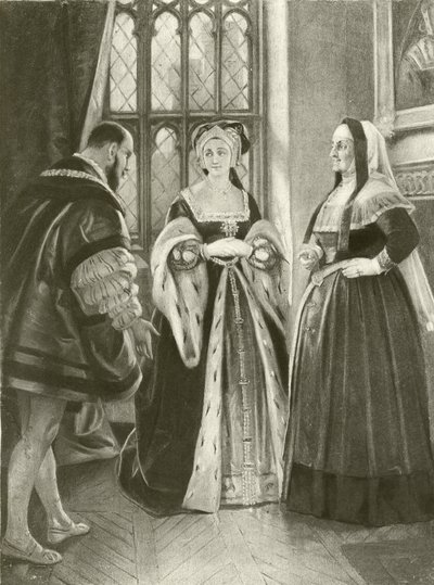 Król Henryk VIII. Akt II, scena III (wklęsłodruk) autorstwa Felix Octavius Carr Darley