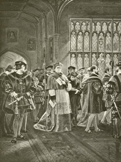 Król Henryk VIII. Akt I, Scena I (wklęsłodruk) autorstwa Felix Octavius Carr Darley