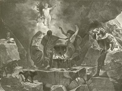 Makbet. Akt IV, Scena I (wklęsłodruk) autorstwa Felix Octavius Carr Darley