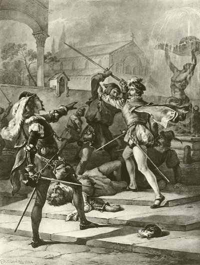 Romeo i Julia. Akt I - Scena I (wklęsłodruk) autorstwa Felix Octavius Carr Darley
