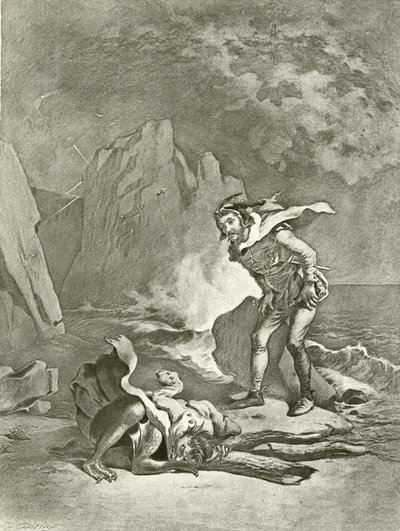 Burza. Akt II, Scena II (wklęsłodruk) autorstwa Felix Octavius Carr Darley
