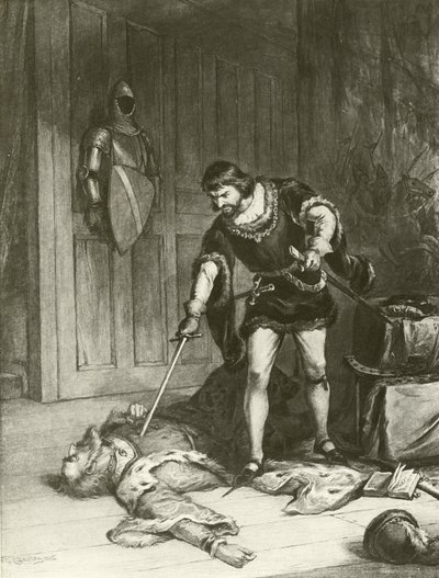 Trzecia część Henryka VI. Akt V-Scena VI (grawiura) autorstwa Felix Octavius Carr Darley