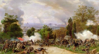 Walki na cmentarzu Pere-Lachaise w 1871 r. (olej na płótnie) autorstwa Felix Philippoteaux