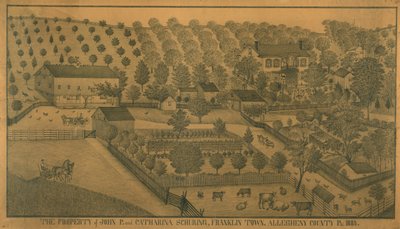 Własność Johna P. i Cathariny Schuring, Franklin Town, Allegheny County, Pensylwania autorstwa Ferdinand A. Brader