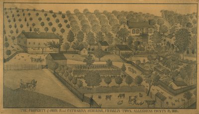 Własność Johna P. i Cathariny Schuring, Franklin Town, Allegheny County, Pensylwania, 1883 autorstwa Ferdinand A. Brader