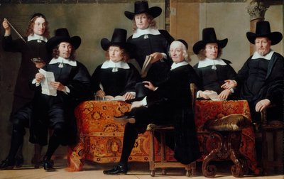 Zwierzchnicy amsterdamskiego cechu handlarzy winem autorstwa Ferdinand Bol