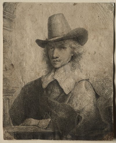 Portret mężczyzny w wysokim kapeluszu autorstwa Ferdinand Bol