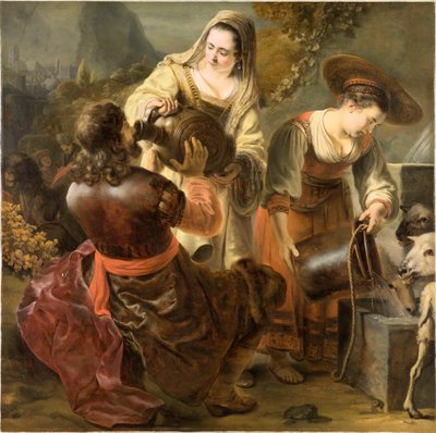Rebeka i Eliezer przy studni, ok. godz. 1645. autorstwa Ferdinand Bol