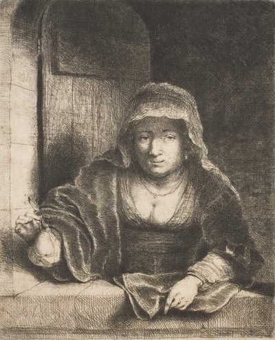 Kobieta z gruszką, XVII wiek. autorstwa Ferdinand Bol
