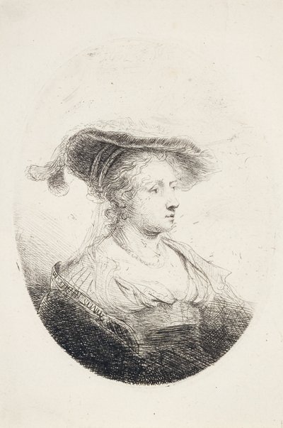 Młoda dama w kapeluszu z pióropuszem, 1644 autorstwa Ferdinand Bol