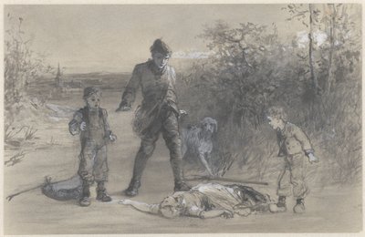 Teun myśliwy przy zwłokach Zijtje autorstwa Ferdinand Carl Sierich