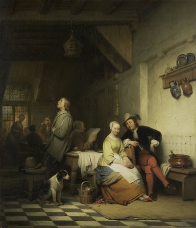 Wnętrze karczmy z postaciami w strojach z XVII wieku autorstwa Ferdinand De Braekeleer (I)