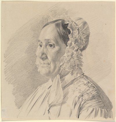Portret kobiety w koronkowej czapeczce, w profilu trzech czwartych w lewo autorstwa Ferdinand Georg Waldmüller