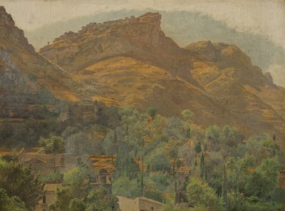 Widok na górskie miasteczko Mola w pobliżu Taorminy autorstwa Ferdinand Georg Waldmuller
