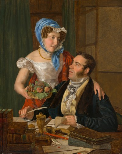 Kartograf profesor Josef Jüttner i jego żona, 1824. autorstwa Ferdinand Georg Waldmuller