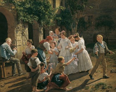 Poranek w Święto Bożego Ciała Waldmuellera, Ferdynanda Georga (1793-1865). Olej na drewnie autorstwa Ferdinand Georg Waldmuller