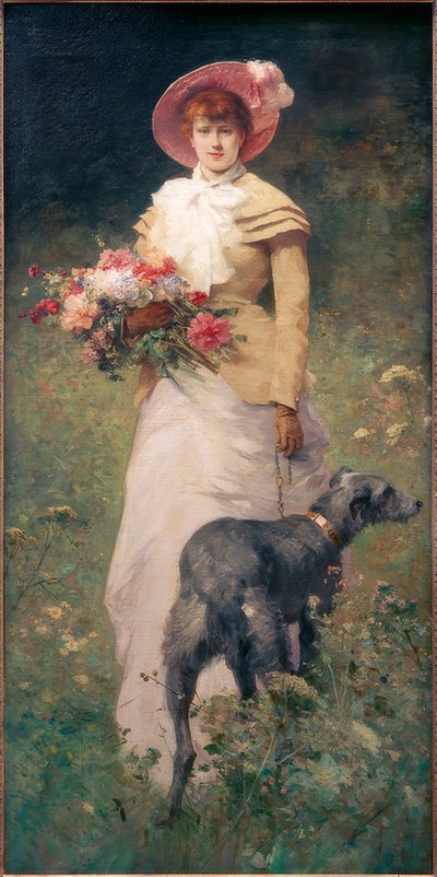 Kobieta z psem autorstwa Ferdinand Heilbuth