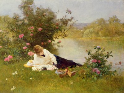 Kobieta na brzegu rzeki autorstwa Ferdinand Heilbuth