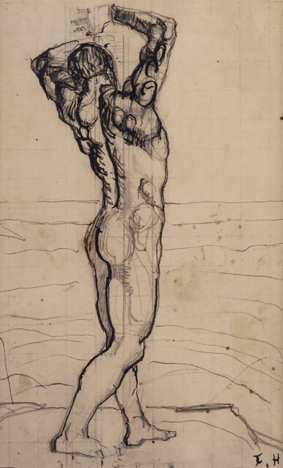 Akt męski, Study for the Truth, c.1901-02 (ołówek i tusz indyjski na papierze) autorstwa Ferdinand Hodler