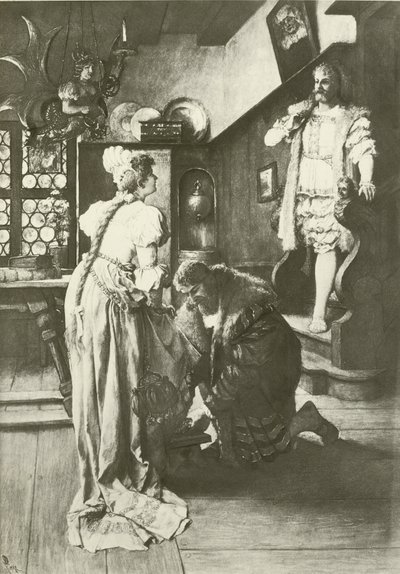 Mistrzowie Śpiewaków Norymbergi, akt III scena iv (wklęsłodruk) autorstwa Ferdinand Leeke