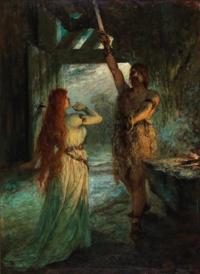 Walkiria 1. akt: Sieglinde i jej brat Siegmund. autorstwa Ferdinand Leeke