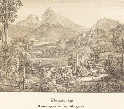 Czwartek - Berchtesgaden i Góra Watzmann (Czwartek - Berchtesgaden i Góra Watzmann) autorstwa Ferdinand Olivier