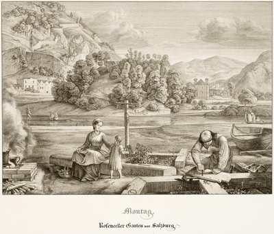 Poniedziałek: Ogród Roseneckera przed Salzburgiem autorstwa Ferdinand Olivier