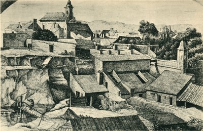 Kamieniołom w Alt-Matzleinsdorf, z kościołem parafialnym św. Floriana w Wiedniu, 1814-1815, 1943. autorstwa Ferdinand Olivier
