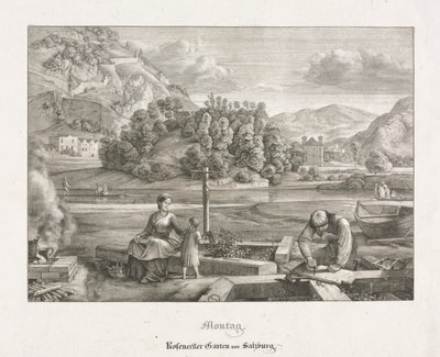 Siedem widoków w Salzburgu i Berchtesgaden: poniedziałek: Rosenecker Garden Salzburg autorstwa Ferdinand Olivier