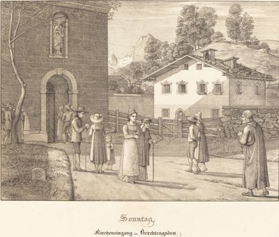 Niedziela – chodzenie do kościoła w pobliżu Berchtesgaden autorstwa Ferdinand Olivier