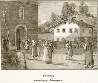 Niedziela: chodzenie do kościoła w pobliżu Berchtesgaden autorstwa Ferdinand Olivier