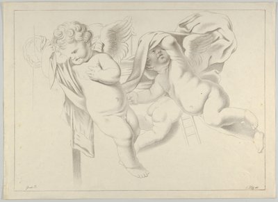 Studium trzech puttów, ca. 1800-1844. autorstwa Ferdinand Piloty