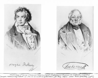 Ludwig van Beethoven (1770-1827) i Francois-Antoine Habeneck (1781-1849) autorstwa Ferdinand Schimon