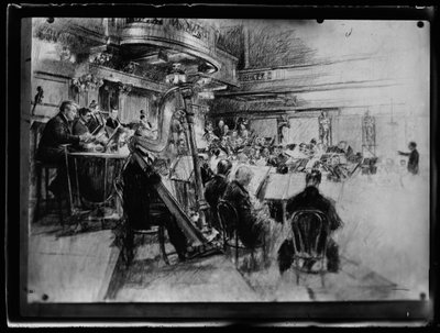 Próba orkiestry wiedeńskiego członka orkiestry filharmonicznej autorstwa Ferdinand Schmutzer