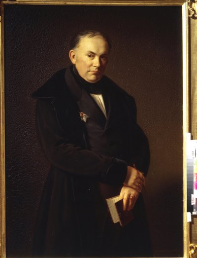 Portret poety Wasilija Andriejewicza Żukowskiego (1783-1852) (portret poety W. Żukowskiego). Obraz Ferdinanda Theodora Hidebrandta (1804-1874), olej na płótnie, 1844. Sztuka niemiecka (Dusseldorf) autorstwa Ferdinand Theodor Hildebrandt