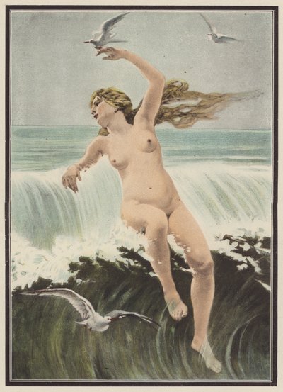 Fale i mewy (kolor lito) autorstwa Ferdinand Victor Eugene (after) Delacroix