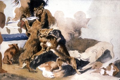 Wilki autorstwa Ferdinand Victor Eugene (after) Delacroix